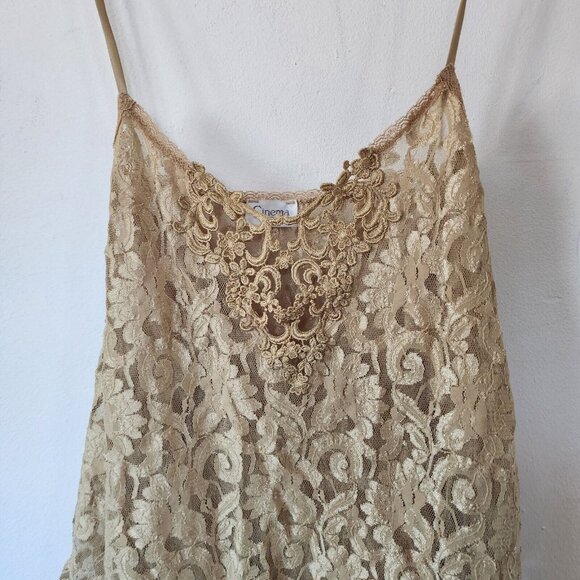 Cinema Etoile Lingerie Gold Lace Silk Large - Picture 2 of 5